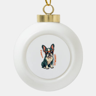 Vintage Walk Ich werde darüber nachdenken Französi Keramik Kugel-Ornament