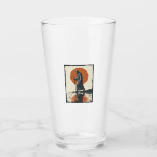 Vintage Walking Figure Sonnenuntergangs-Reflexions Glas