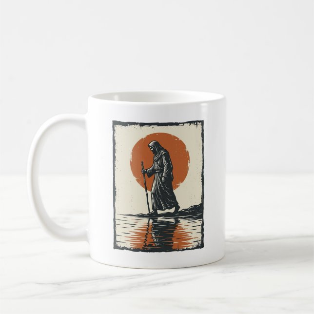 Vintage Walking Figure Sonnenuntergangs-Reflexions Kaffeetasse (Links)