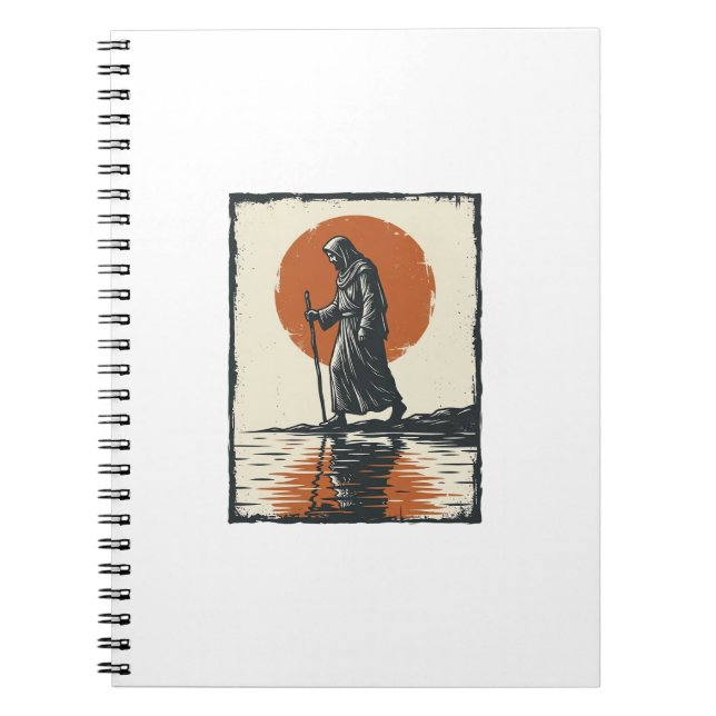 Vintage Walking Figure Sonnenuntergangs-Reflexions Notizblock (Vorderseite)
