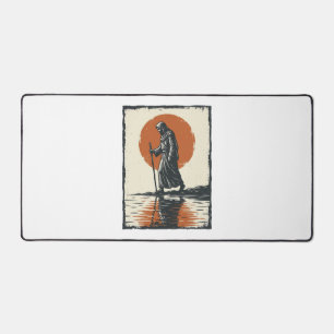 Vintage Walking Figure Sonnenuntergangs-Reflexions Schreibtischunterlage