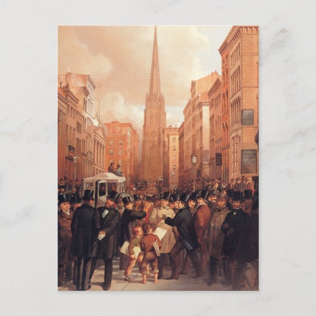 Vintage Wall Street, die Hälfte hat zwei Postkarte (Vorderseite)