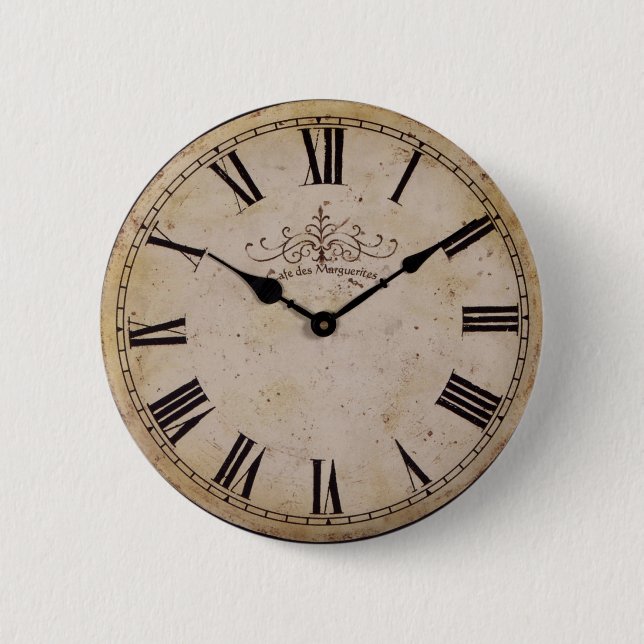 Vintage Wall-Uhr Button (Vorderseite)