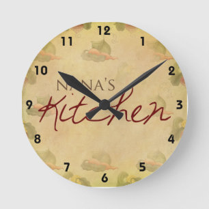 Vintage Wallpaper Nana's Kitchen Wall Clock Runde Wanduhr