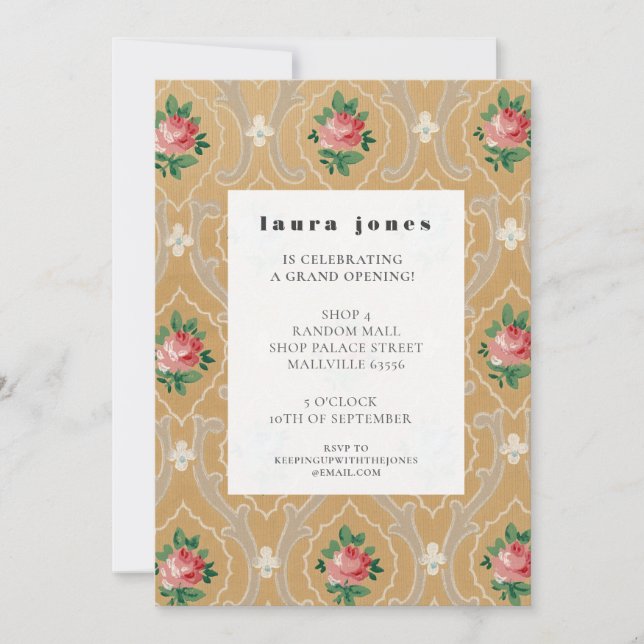 Vintage Wallpaper Pattern Fashion Designer Party Einladung (Vorderseite)