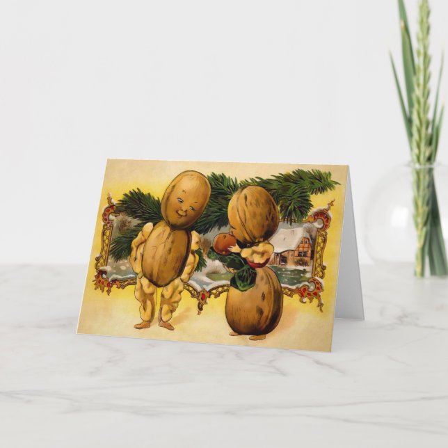 Vintage Walnut Family Weihnachtskarte Feiertagskarte (Vorderseite)
