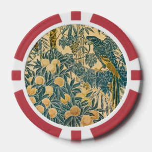 Vintage Walter Crane Ara und Zitrusfrucht Kunst Pokerchips