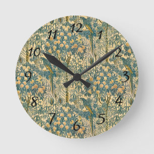 Vintage-Walter-Crane-Artwork mit Ara und Zitrusfru Runde Wanduhr