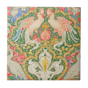 Vintage Walter Crane Kakadu und Pfau Kunst Fliese
