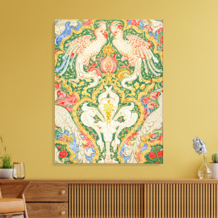 Vintage-Walter-Crane-Kakadu-und-Pfau-Kunst Leinwanddruck