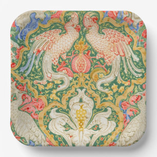 Vintage Walter Crane Kakadu und Pfau Kunst Pappteller