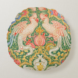 Vintage-Walter-Crane-Kakadu-und-Pfau-Kunst Rundes Kissen