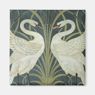 Vintage Walter Crane Schwan, Binse und Iris Magnet
