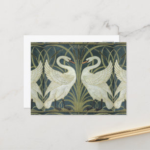 Vintage Walter Crane Schwan, Binse und Iris Postkarte