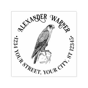 Vintage Wanderfalke sitzend Name Adresse #2 Permastempel