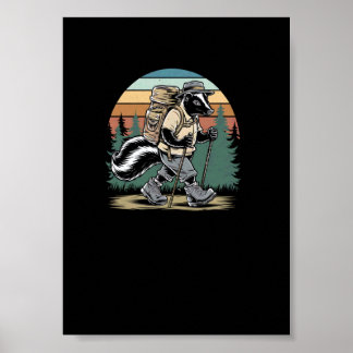 Vintage-Wanderstinktier Lustiger Waldwanderabenteu Poster