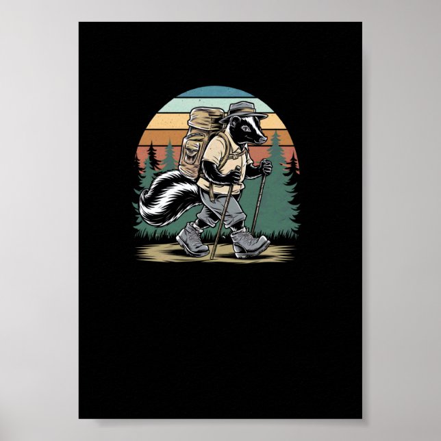 Vintage-Wanderstinktier Lustiger Waldwanderabenteu Poster (Vorne)