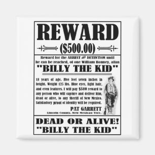 Vintage-Wanted-Plakat von Billy the Kid Magnet