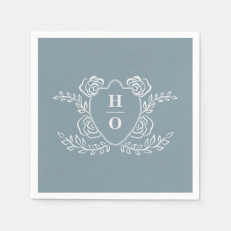 Vintage-Wappen mit floralem Monogramm für die Hoch Serviette