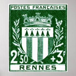 Vintage Wappen Rennes, Frankreich Poster