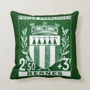 Vintage-Wappen von Rennes, Frankreich Kissen
