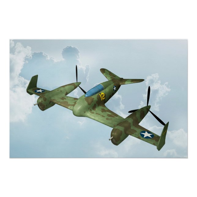 Vintage-Warbird-Flug Militärflugkunst Poster (Vorderseite)
