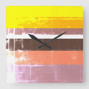 Vintage Warm Colors Familiar Horizontal Rechtecke Quadratische Wanduhr
