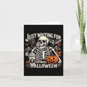 Vintage wartet nur auf Halloween lustiges Skelett Karte