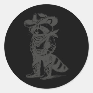 Vintage-Waschbär-Cowboy-Cowgirl-Trash-Panda-Wester Runder Aufkleber