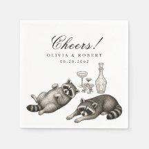 Vintage Waschbär-Illustration Hochzeit Toast