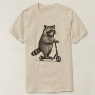 Vintage-Waschbär-Roller l Waschbär fährt Roller T-Shirt