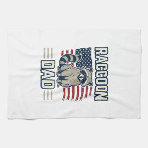 Vintage-Waschbär-Vater-patriotisches-Shirt-Design_ Geschirrtuch