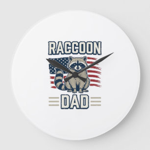 Vintage-Waschbär-Vater-patriotisches-Shirt-Design_ Große Wanduhr