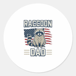 Vintage-Waschbär-Vater-patriotisches-Shirt-Design_ Runder Aufkleber