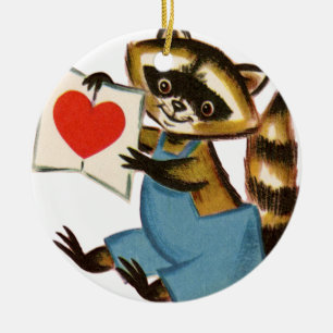 Vintage Waschbärenliebe Keramik Ornament