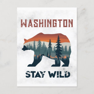 Vintage Washington Bär Bleib Wild Reise Postkarte