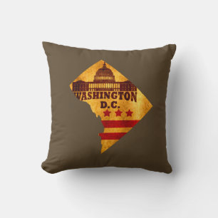 Vintage-Washington-DC-Flag-Map-Kunst Kissen
