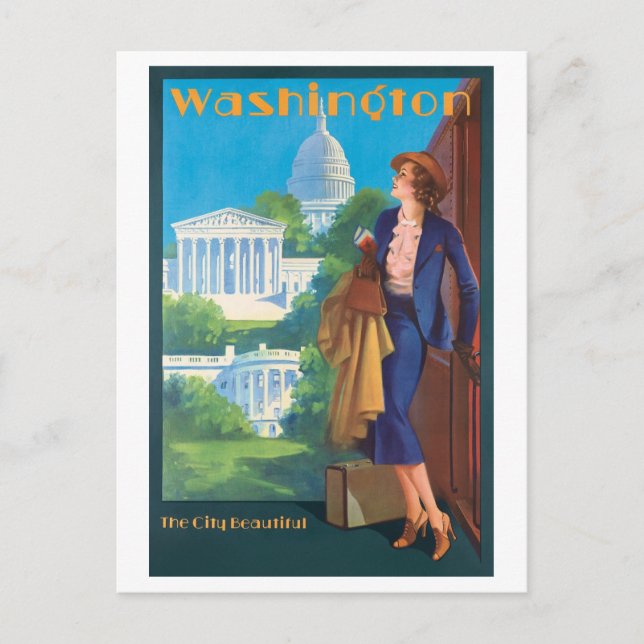 Vintage Washington DC Travel Poster Postcard Postkarte (Vorderseite)
