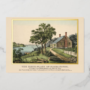 Vintage Washington Geburtsort Goldfolie Karte