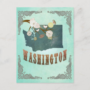 Vintage Washington State Karte – Türkisblau