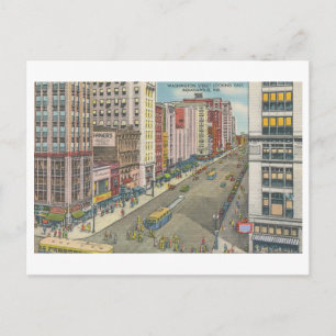 Vintage Washington Street Scene, Indianapolis Postkarte