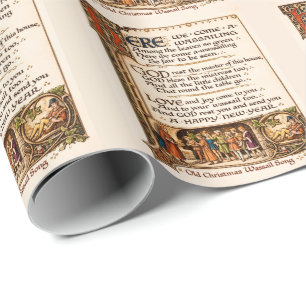 Vintage Wassail-Lied illuminierte Manuskriptkunst Geschenkpapier