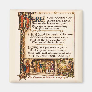 Vintage Wassail-Lied illuminierte Manuskriptkunst Magnet