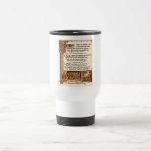 Vintage Wassail-Lied illuminierte Manuskriptkunst Reisebecher