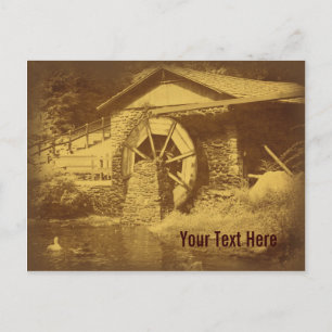 Vintage Wasser Rad Teich Personalisierbare Postkar Postkarte