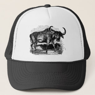 Vintage Wasserbüffel Retro Bison Illustration Truckerkappe