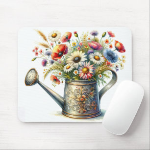 Vintage Wasserdose mit Wildblumen Mousepad