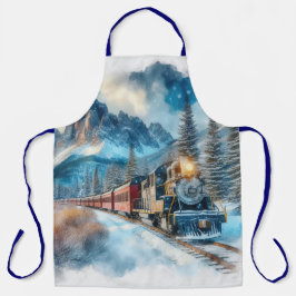 Vintage Wasserfarbbahn AI Schürze