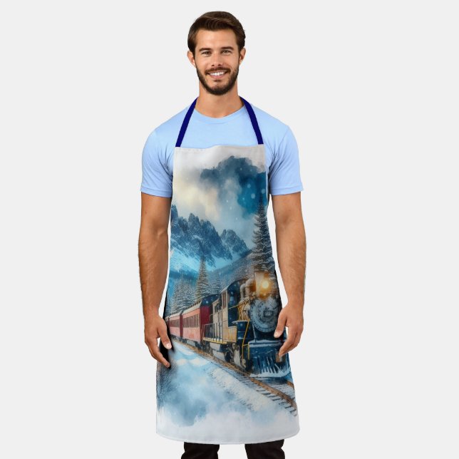 Vintage Wasserfarbbahn AI Schürze (Getragen)