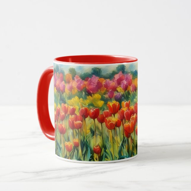 Vintage Wasserfarbe Art Blume Tasse (Vorderseite Links)